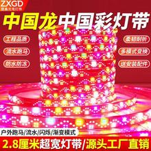 中国龙新款灯带红皮312led灯珠2.8厘米爆闪防水防冻六彩LED跑马灯