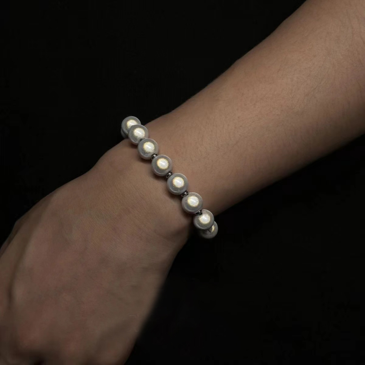 Retroreflective sophisticated beaded bracelet pearl