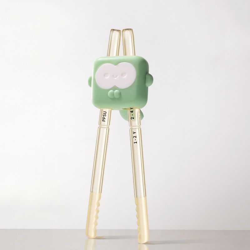 잔디 녹색 3단 조절 원숭이 모양의 호랑이 입 연습 젓가락