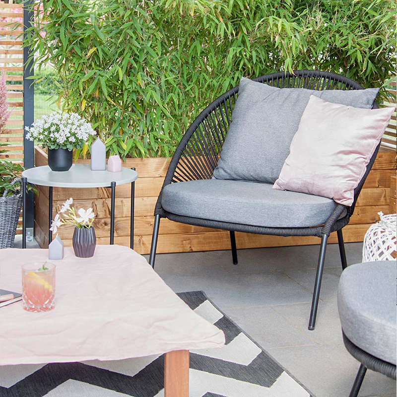 Combinación de sofá de ratán al aire libre Nórdico patio balcón terraza al aire libre ocio impermeable sola mesa de café conjunto de tres piezas image 5