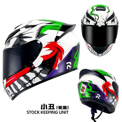 Motorcycle Helmet for Men and Women, Motosiklet kaskı (dəbilqə) - clown-bright-black-black-lenses-s55-56cm