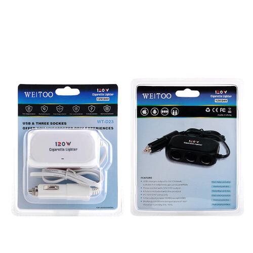 Car one-to-three cigarette lighter power distributor dual USB multi-function one-to-three car cigarette lighter car charger