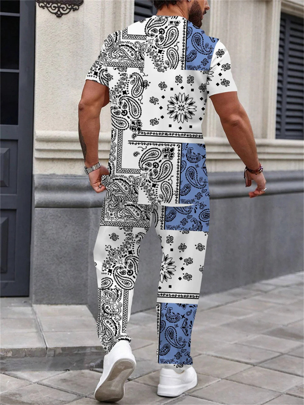 Pantalones de camiseta de manga corta de otoño europeo y americano Moda 2024 Nuevo traje suelto y cómodo de dos piezas ME13 ML4