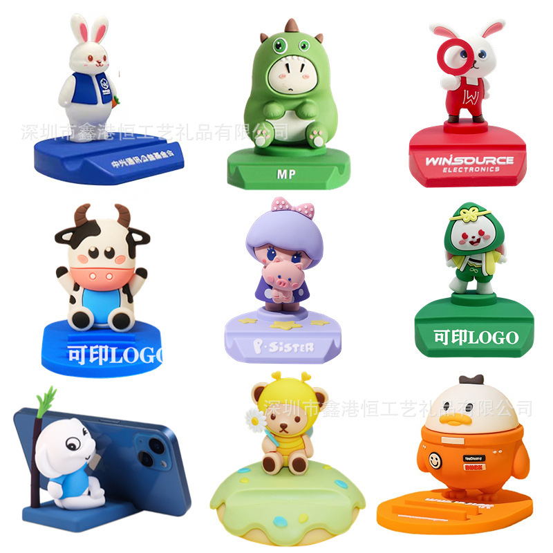 PVC 携帯電話ホルダーフリーデザインクリエイティブギフトデスクトップ装飾品 PVC ソフトプラスチック人形漫画携帯電話ホルダー|undefined