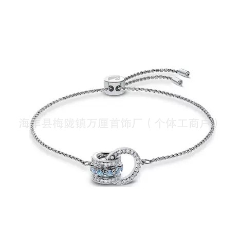 双环蓝钻转运珠手链【白金色】