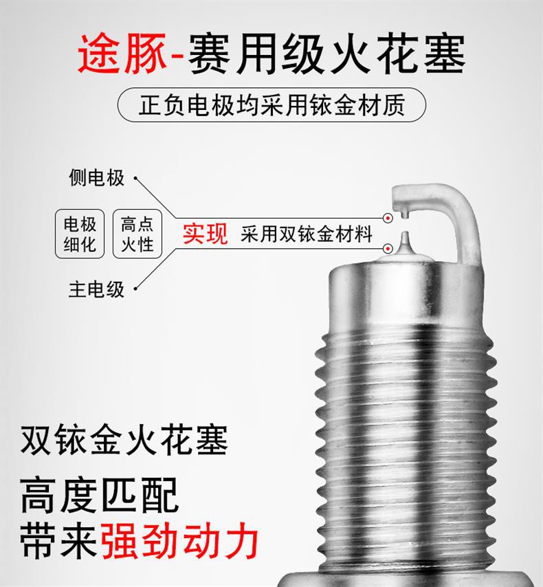 Suitable for 19-22 Model Hongqi Hs5 Original Dual Iridium Spark Plugs, Automotive Spark Plugs, Needle Type, 4-Pack, Genuine Product