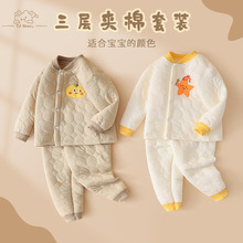 儿童衣套装男女宝宝夹棉长袖长裤睡衣婴儿纯棉休闲家居服加厚保暖