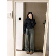 韩系双排扣廊形设计感夹克女春秋季新款系带收腰显瘦短款外套上衣