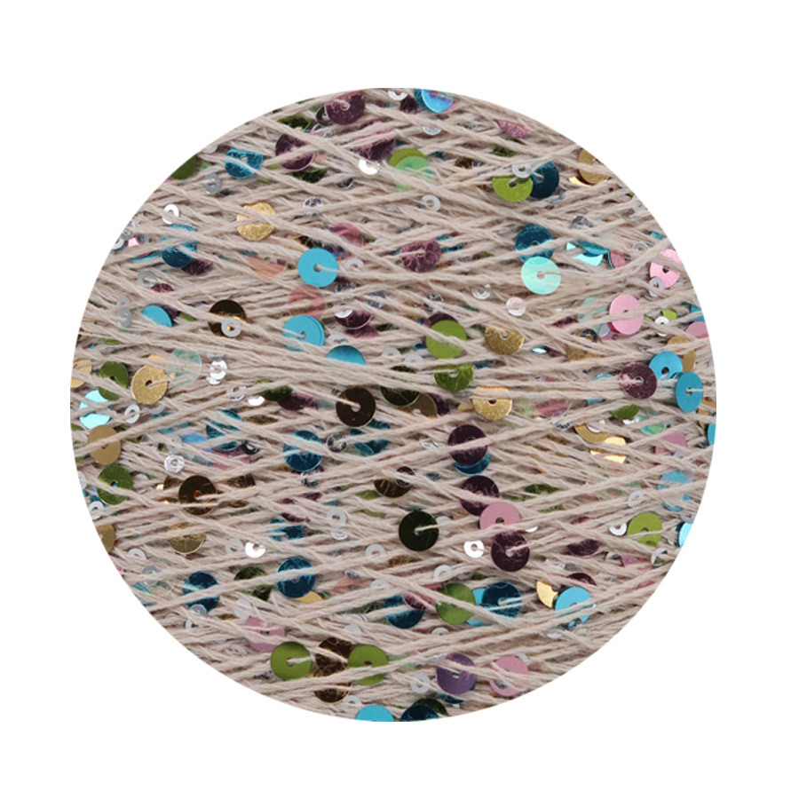 50g algodón lentejuelas hilo 3mm + 6mm peinado tamaño de lujo lentejuelas mano hilo tejer precio al por mayor