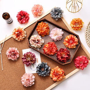 Simulated Peony Flower Head Fabric Fake Flower Background Decoration DIY Handmade Antique Hair Accessories Headdress Accessories Wedding Decoration