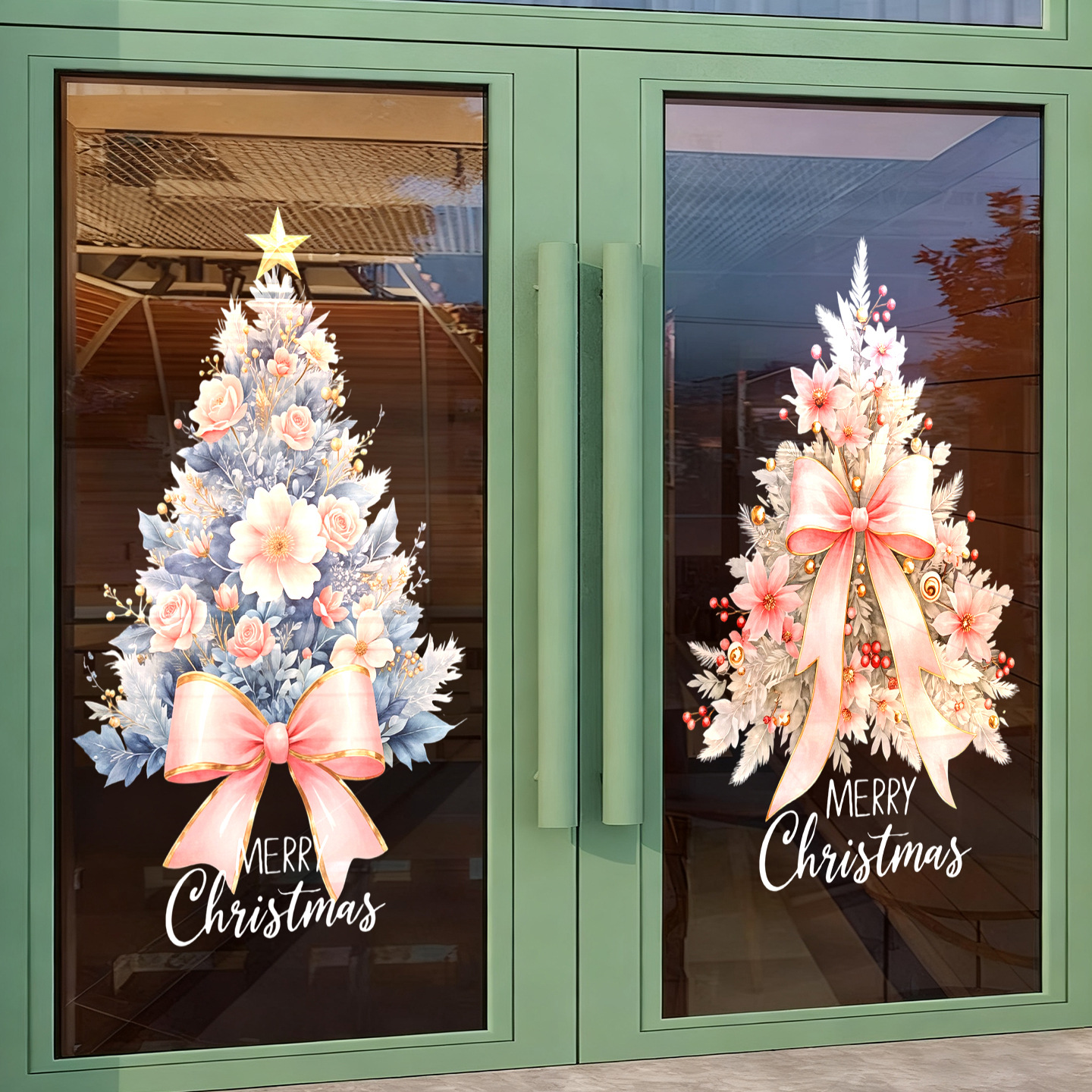 圣诞节静电贴圣诞节装饰品玻璃贴纸商场店铺门头橱窗贴花氛围布置