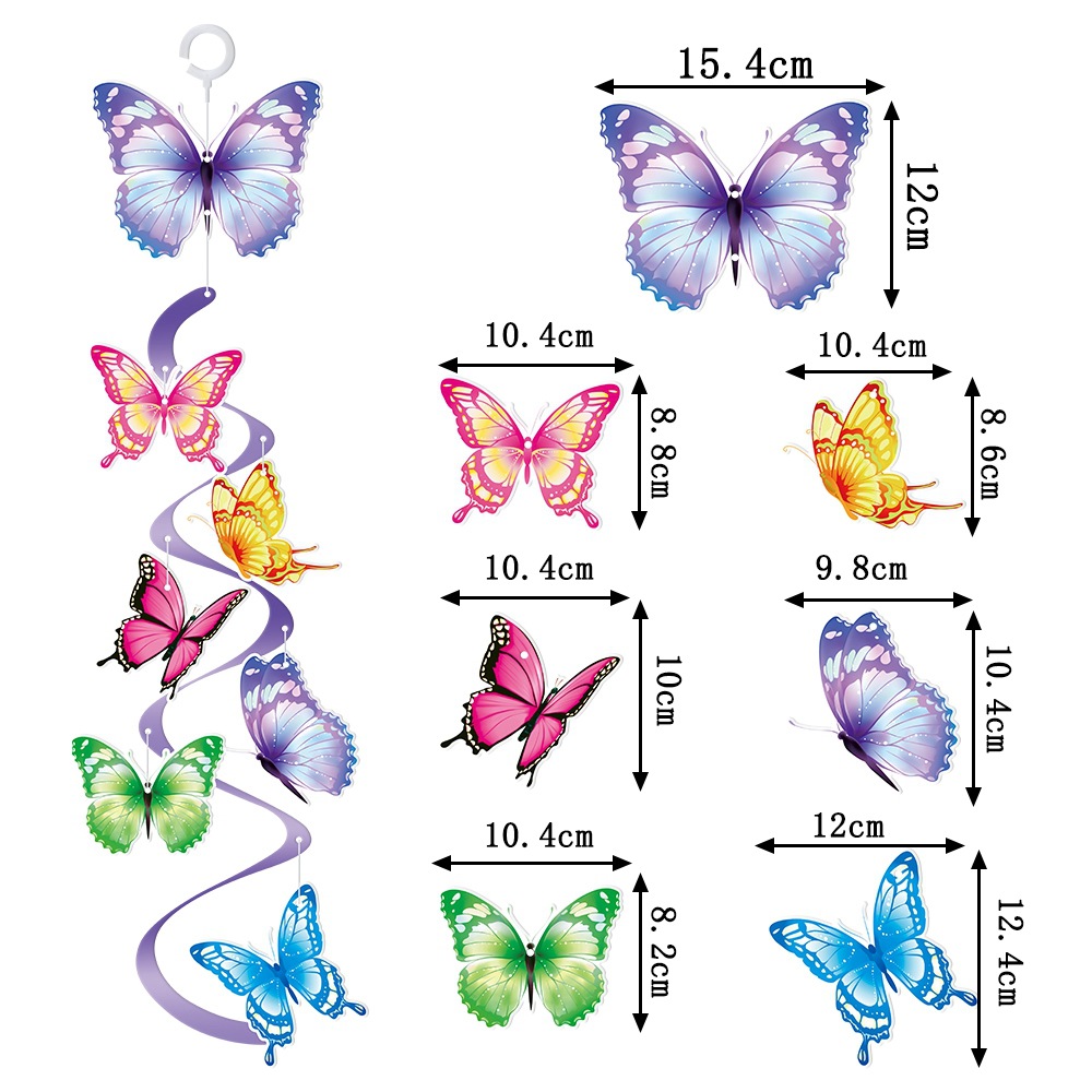 Amazon decoración de cumpleaños de niños mariposa campana de viento espiral primavera decoración de fiesta de cumpleaños colgante espiral