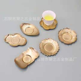 黄铜锤纹垫杯创意茶杯垫紫铜杯垫茶托防烫隔热禅意功夫茶道配件