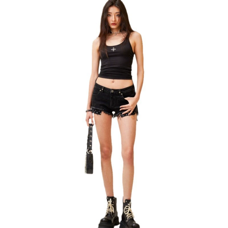 Spring denim skirt, shorts, trend of season