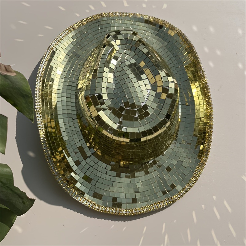 Sombrero de vaquero de disco transfronterizo sombrero láser de bola de disco sombrero de verano sombrero de fiesta sombrero de sombrero de sombrero
