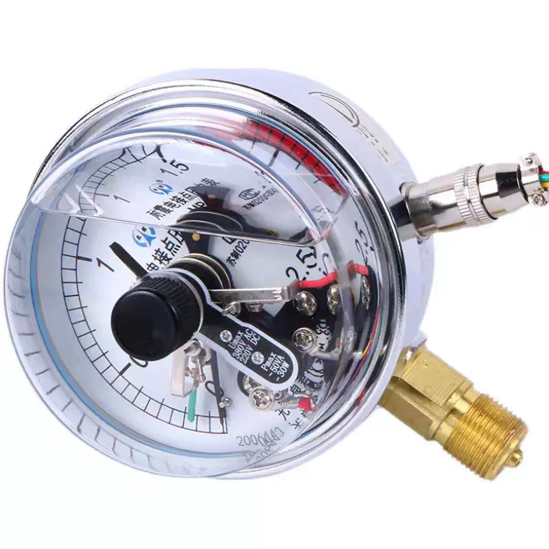 耐震轴向压力表YXK-100电接点抗震压力表1.6MPA充油径向负压力表