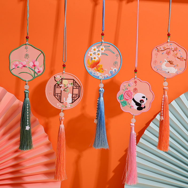 Peace Amulet Embroider DIY Material Package Handmade Cross Stitch Self-Embroidered Suzhou Embroider Pendant Peace Blessing Gift Boyfriend Trinket