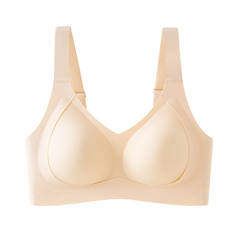 Gran tamaño de elevación de soporte suave ropa interior damas sin marcas sin anillo de acero sujetador recopilado anti-caída sujetador de copa fija