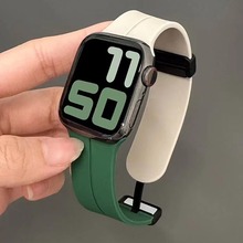 适用于applewatch89表带iwatch67se苹果手表硅胶表带运动磁吸双色