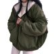 South Korea fleece-lined thickened double-sided lamb wool cotton-padded coat women's coat winter New zipper hooded cotton-padded coat top