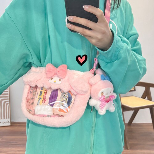 Japanese cute transparent PVC pain bag cartoon puppy rabbit doll crossbody bag  new personalized shoulder bag