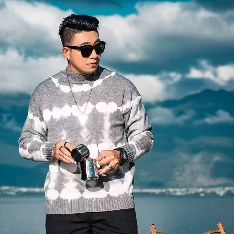 Men's Casual Knit Sweater – Oversized Long Sleeve Pullover (Greyish, XL-8XL)_voghion.com