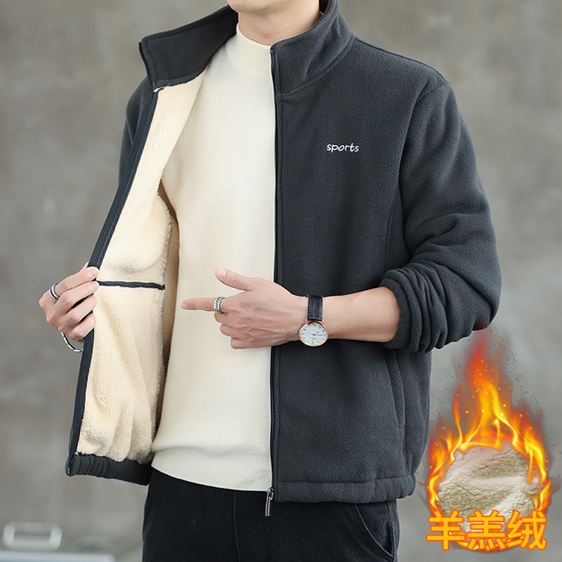 Chaqueta de forro polar para hombre para primavera y otoño, sudadera informal con cuello alto para hombres de mediana edad, abrigo de forro polar para invierno, ropa exterior para papá.