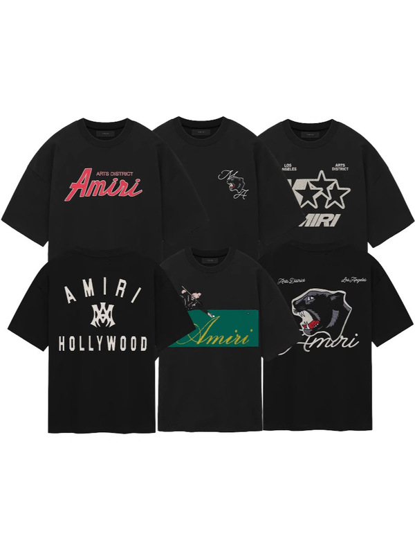 Long-Term Supply of Amiri Foreign Trade 2025 New European and American Cross-Border Men's Round Neck Short-Sleeve T-Shirts, Unisex Printed Round Neck Wide T-Shirts Long-Term Supply of Amiri Foreign Trade 2025 New European and American Cross-Border Men's Round Neck Short-Sleeve T-Shirts, Unisex Printed Round Neck Wide T-Shirts