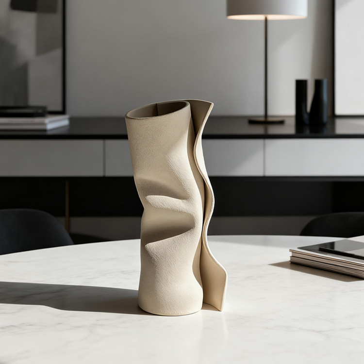 Medieval Style "Short Paper, Long Love" Artistic Special-Shaped Vase Hotel Model Room Living Room Niche High-End Decoration