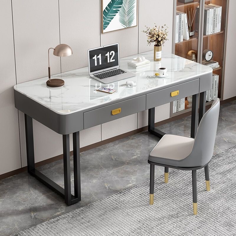 Computer desk, rock slab tabletop, home desk, study desk, light luxury modern style, minimalist bedroom vanity table, desktop study desk, computer desk