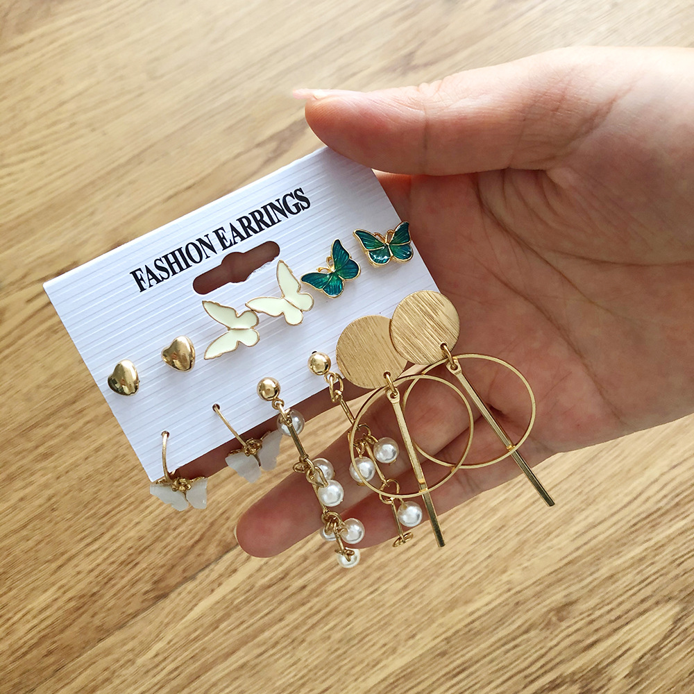 Geometric Fashion Alloy Artificial Gemstones Plating Earrings Ear Studs display picture 6