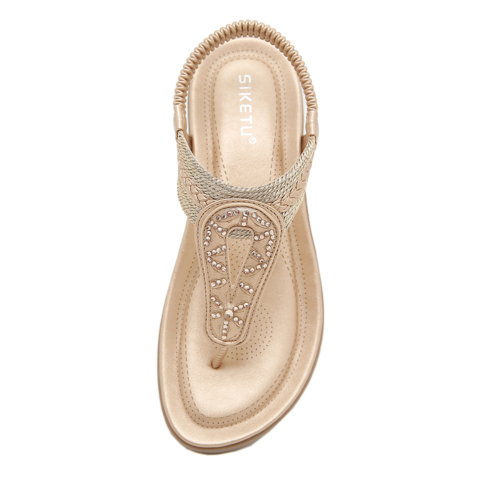 5012-2 2025 nuevas sandalias amazonas bohémias diamante cómodas vacaciones en el mar zapatos planos grandes