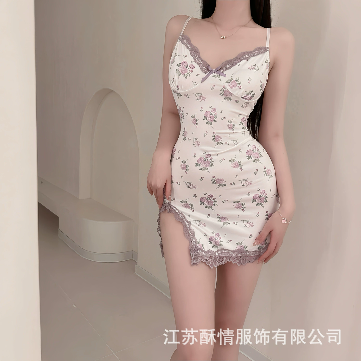 Белье, кружевное милое Slip dress, пижама, цветочный принт, облегающий