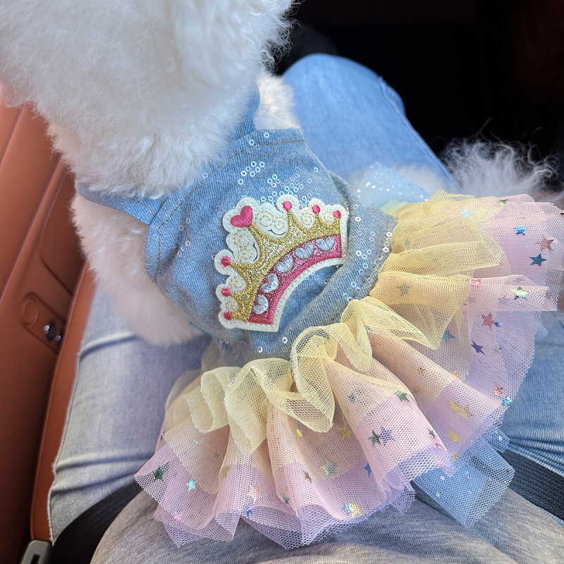 スポットクロスボーダー人気ペット子犬猫服ソース工場直販春夏新作ホットガールデニムスカート|undefined
