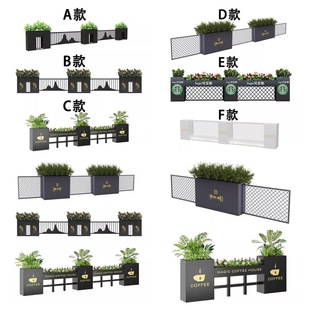 Outdoor Wrought Iron Flower Box Stainless Steel Commercial Street Square Flower Bed Planting Box Outdoor Combination Rectangular Partition Flower Trough