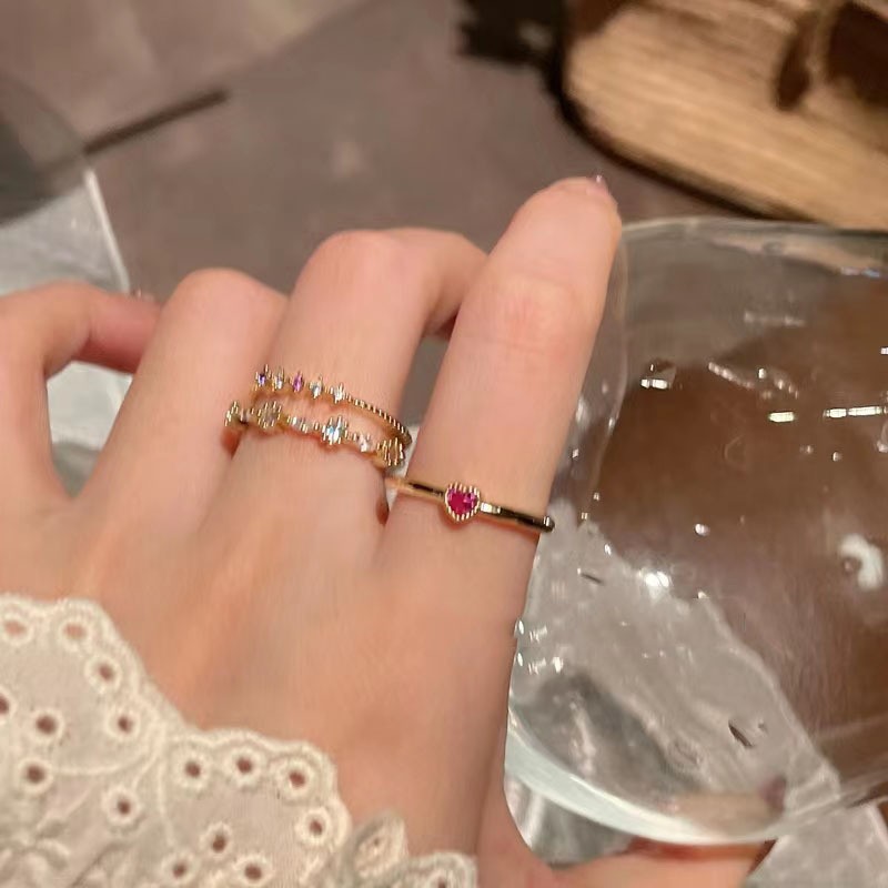 Exquisite Zircon Three-piece Ring Set For Women Adjustable Design_voghion.com