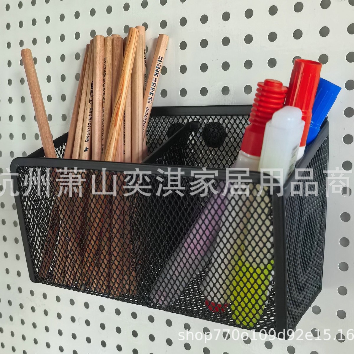 국경 간 철제 사각형 2칸 펜 홀더 냉장고 화이트 보드 자석 보관 바구니 책상 문구 용품 창의적인 보관