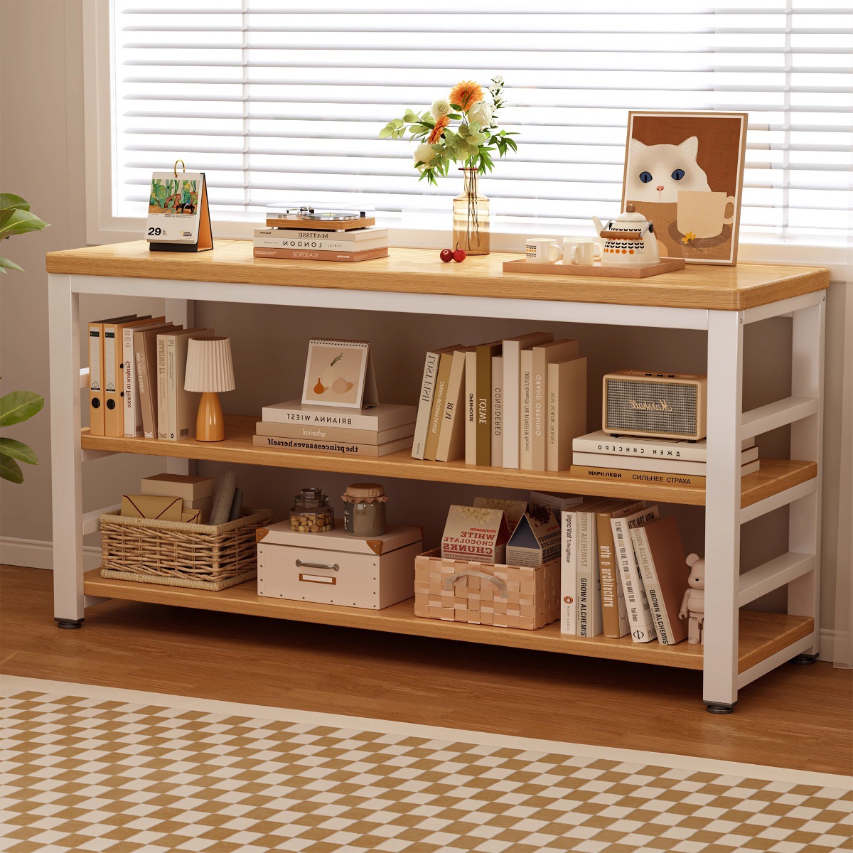 办公室落地多层打印机置物架书架多功能展示架简易靠桌文件收纳架