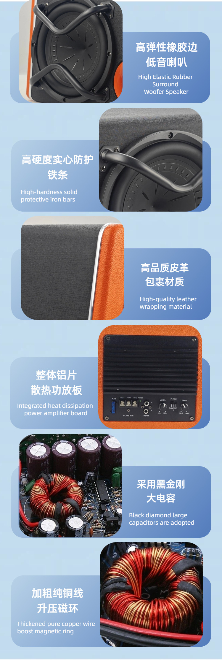 Source Factory Car Active Subwoofer 10inch Trunk Box Subwoofer 12V Super Bass Audio Wholesale Oem
