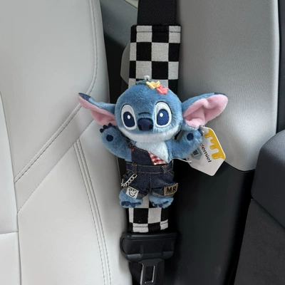 Shoulder Pad Seat Belt — Seat belt shoulder pad - checkered-jeans-cuffed-style-standing-stitch-shoulder-pads