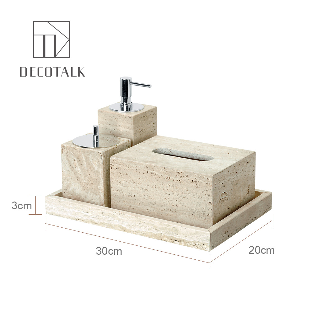 Huangdong Stone Baño de baño de cinco piezas conjunto de lavado conjunto de inodoro de mármol bandeja modelo decoración de la habitación "Viento silencioso"