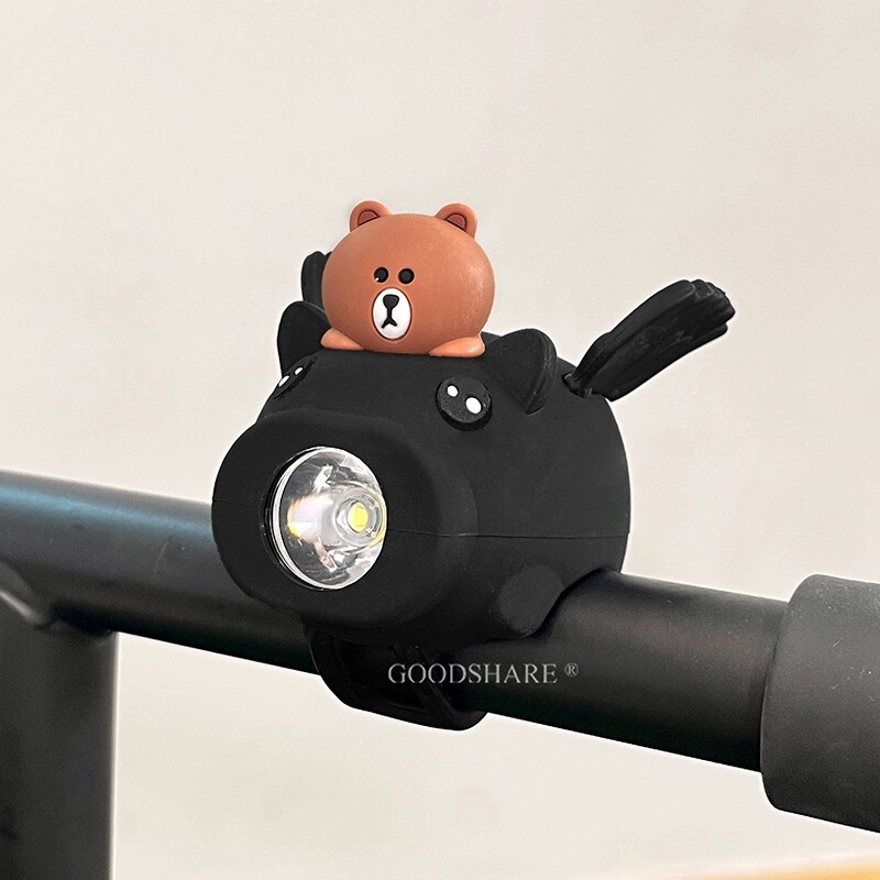 子供用自転車ライト、ナイトライディングライト、かわいい漫画kt猫マウンテンバイクバランスフロントライトツーインワンホーンアクセサリー|undefined