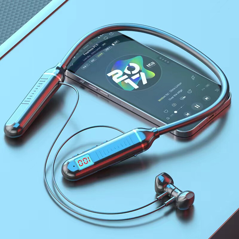 卸売人気の Bluetooth ヘッドセット首掛けスタイルデジタルディスプレイ超長バッテリー寿命携帯電話ワイヤレススポーツゲームアンカーユニバーサル|undefined