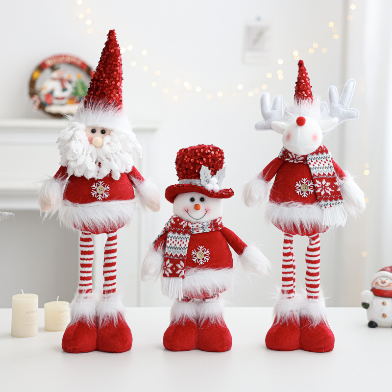 新しいサンタクロース雪だるま格納式人形ニットぬいぐるみ立ち人形クリスマス装飾装飾品|undefined