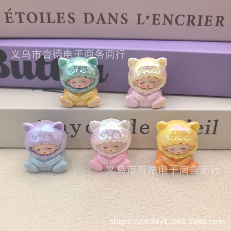 电镀云梦小狗睡眠小熊卡通可爱diy 饰品配件桌面车载摆件对碰小熊|undefined