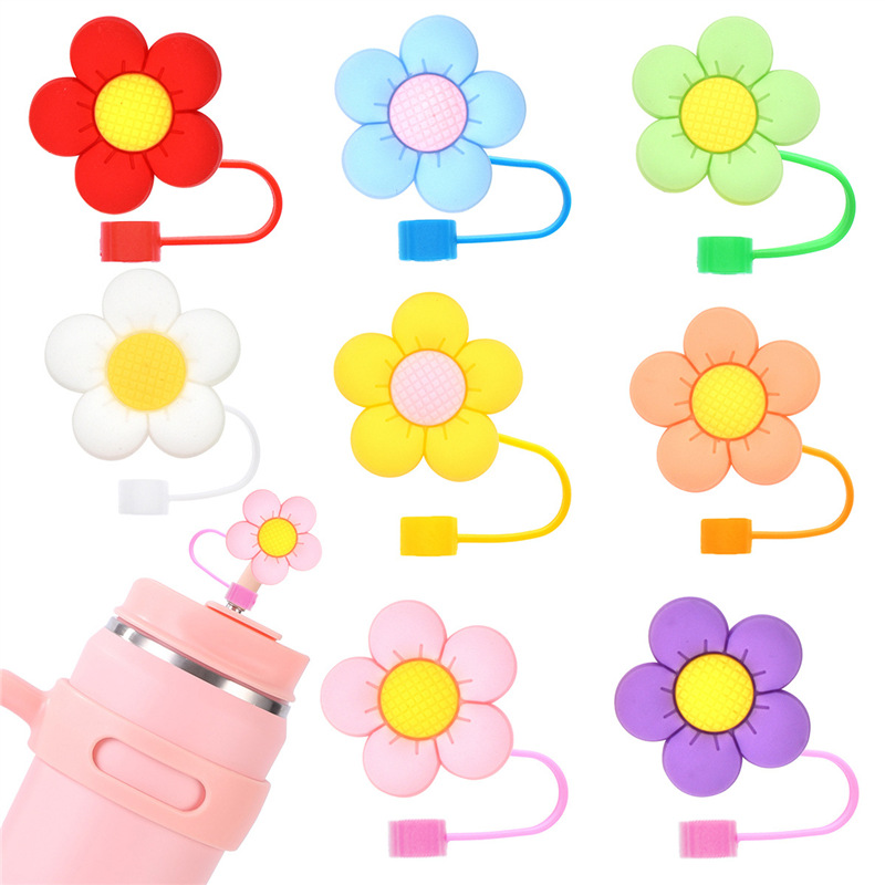 跨境用品爆款花朵吸管帽10mm可爱女孩派对装饰吸管套吸管盖花