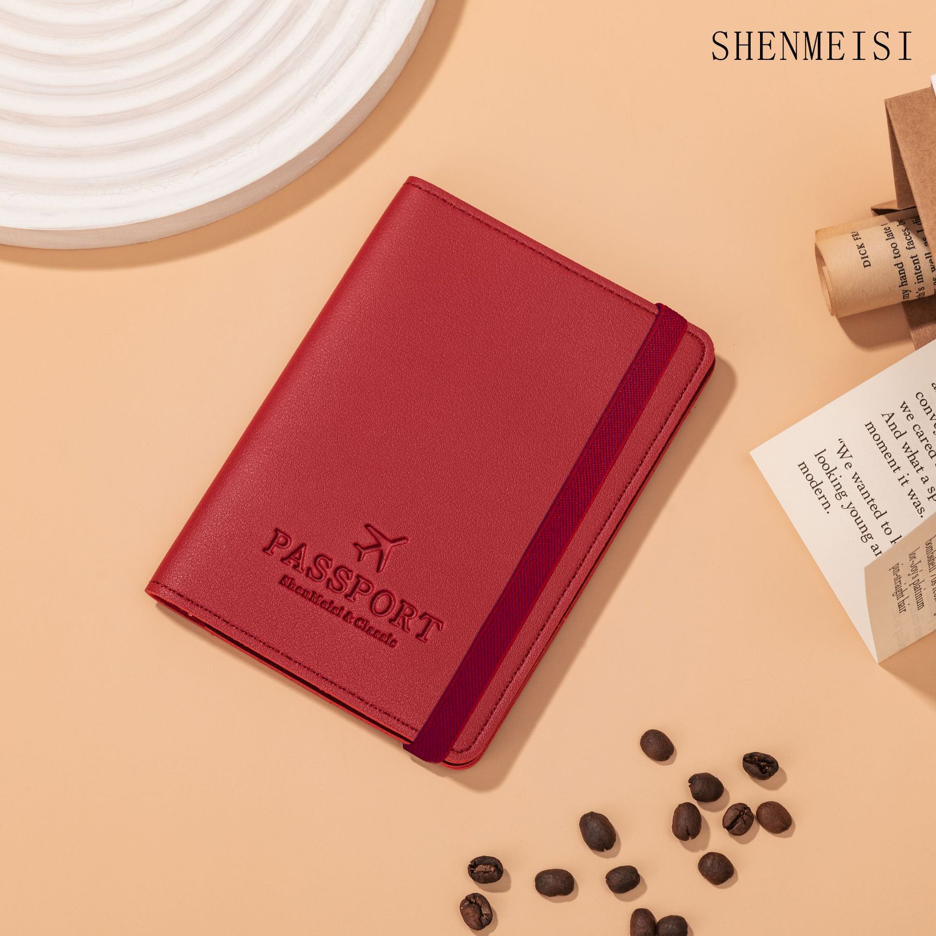 Pasaporte con vino rojo