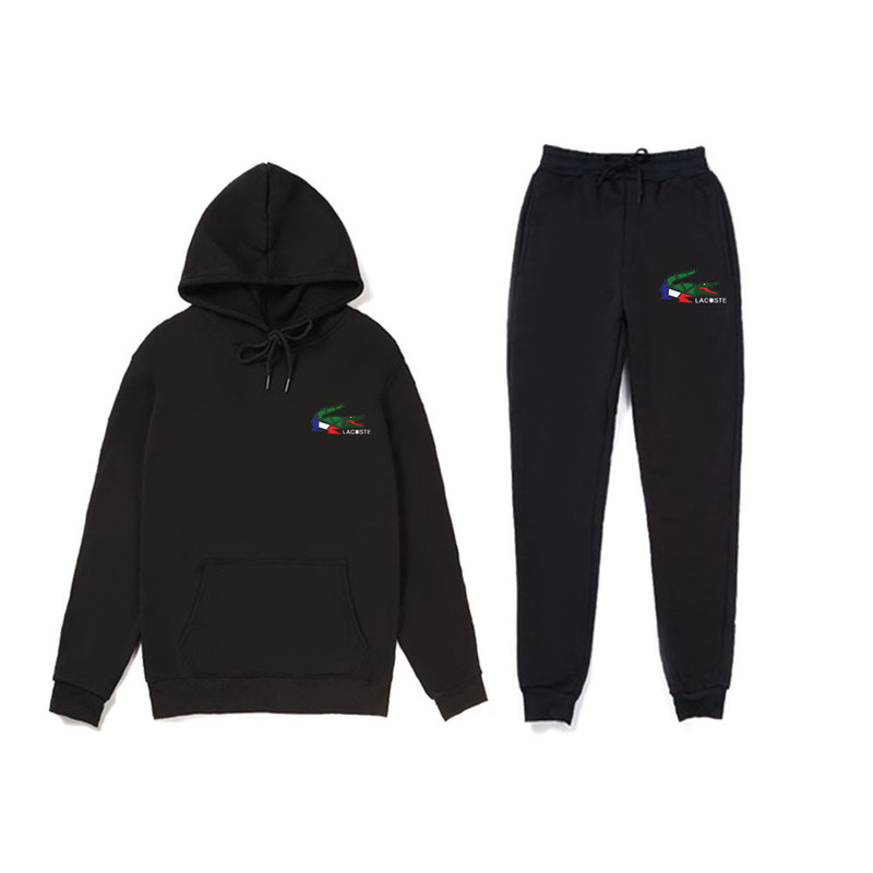 Cross-Border Men's sweater suit niche fashion brand crocodile logo printed long sleeve autumn and winter hooded sweater coat for lovers