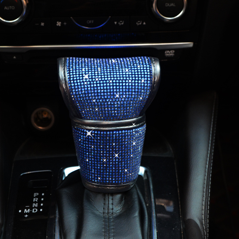 Diamante azul diamante accesorios del coche traje de la cubierta del engranaje del freno de mano hombro cubierta protectora cubierta del volante al por mayor