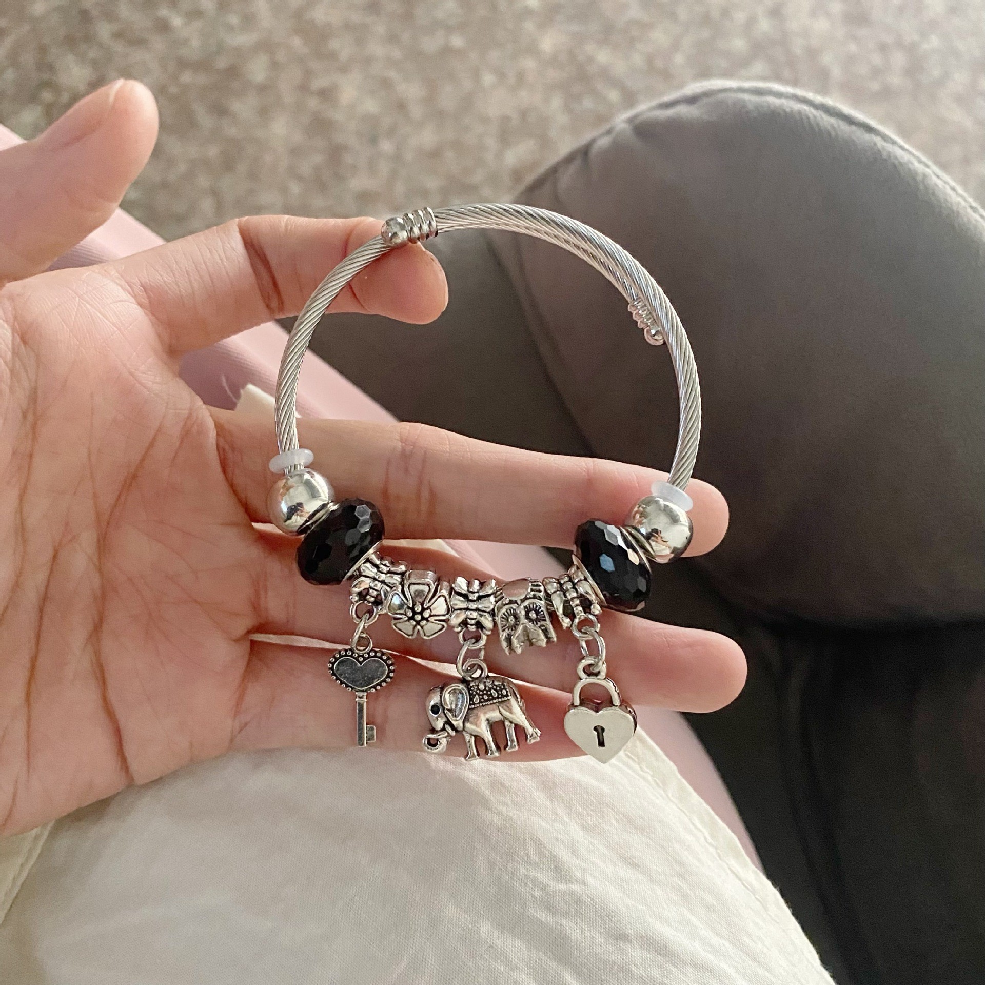 Black love God and elephant bracelet